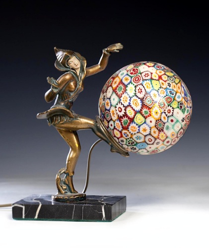 Декоративная лампа "Танцовщица с шаром". Европа, 1920-1930-е гг.