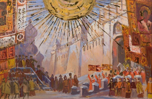 "Эскиз декорации к опере "Иван Сусанин", 1967 г. Солодовников Л.Л. "Эскиз декорации к опере "Иван Сусанин", 1967 г. Солодовников Л.Л.