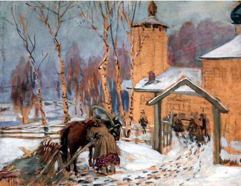 "Жанровая сцена. У подъезда к церкви" - Графика