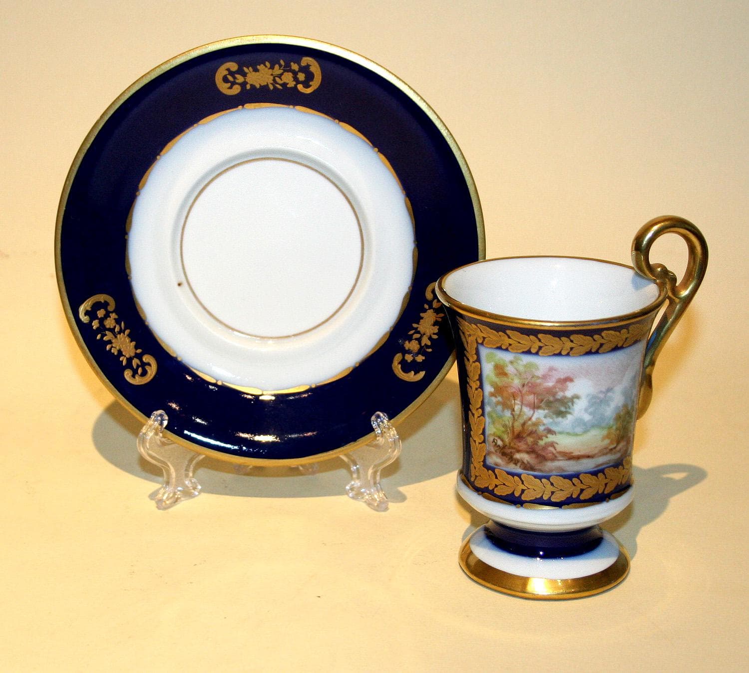 Чайная пара "Пейзаж". - Антикварный фарфор