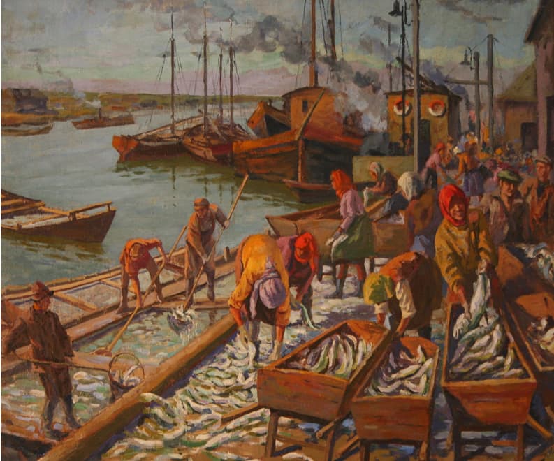 "Удачный улов" - Антикварная живопись