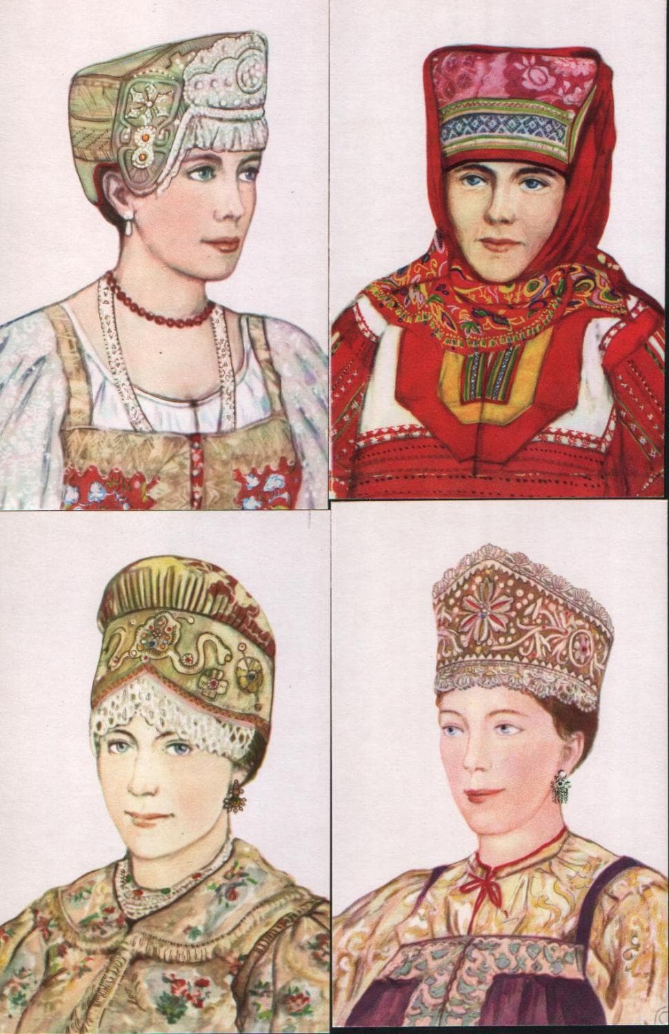 РУССКИЙ ГОЛОВНОЙ УБОР 1971 Год. Комплект Открыток 16 штук - Антикварные открытки