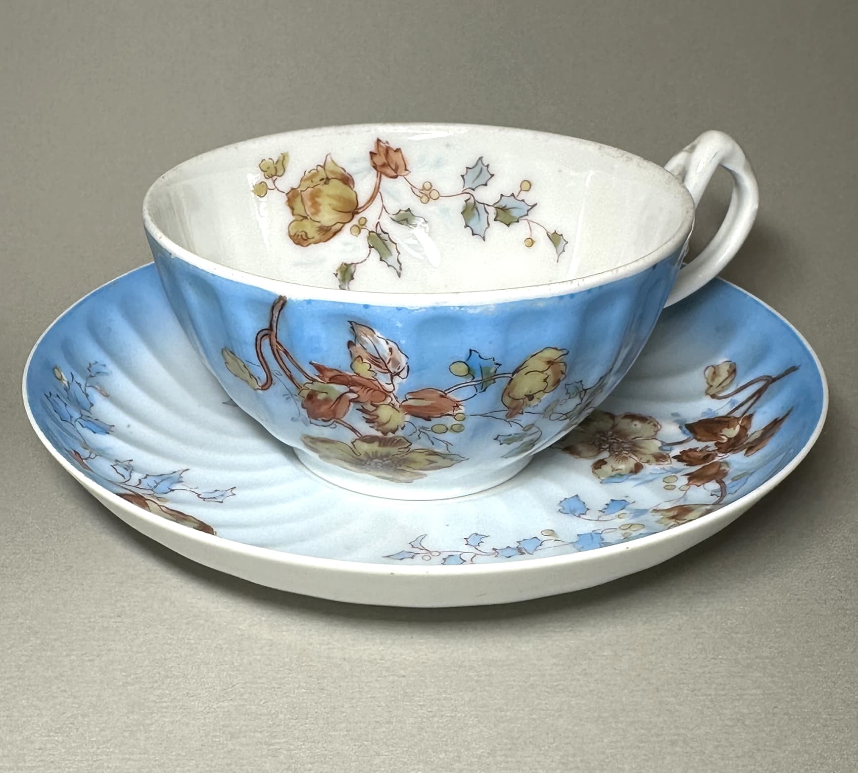 Чайная пара голубая - Антикварный фарфор