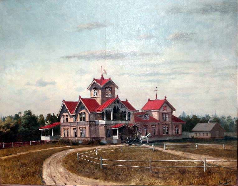 Усадебный дом, автор Савелов Павел Константинович (конец XIX - начало XX вв. ), Антикварная живопись — миниатюра 2