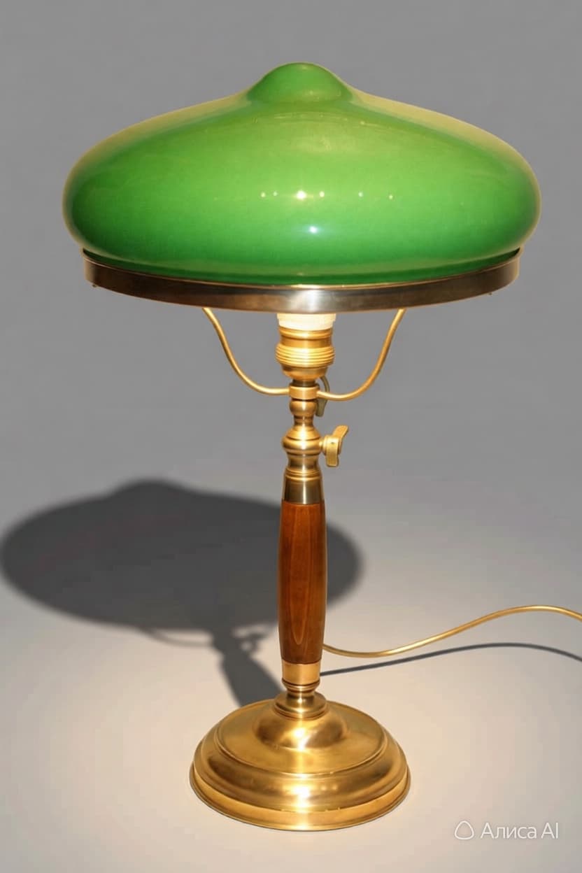 Настольная лампа с зеленым плафоном, Осветительные приборы