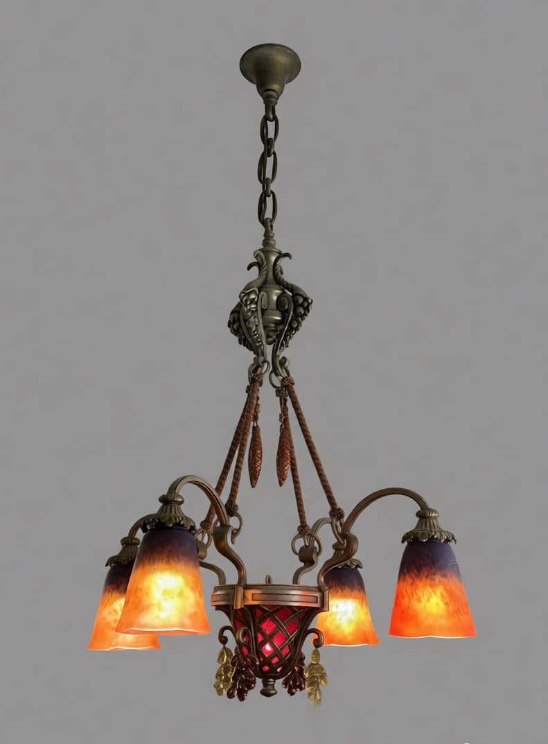 Люстра в стиле модерн с виноградными гроздьями, автор Шнайдер (Schneider) Чарльз (1881–1953), Осветительные приборы