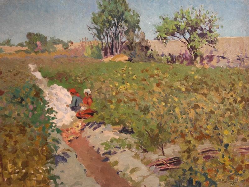 "Сбор хлопка" - Антикварная живопись