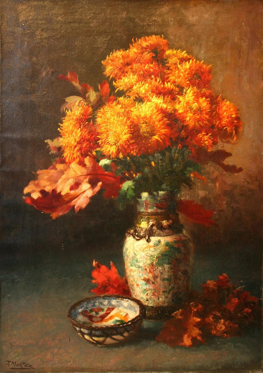 "Букет хризантем" - Антикварная живопись