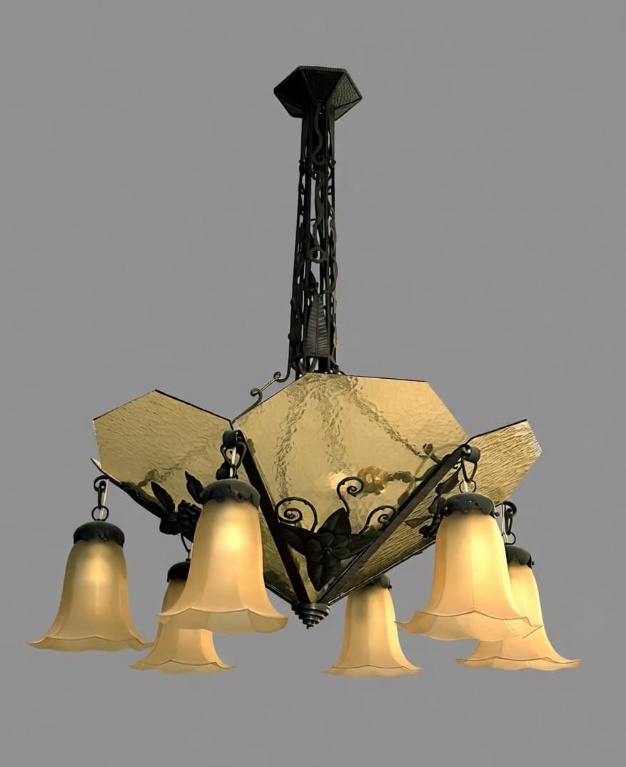 Люстра в стиле модерн с 6 плафонами в форме колокольчиков, автор Delvosal J., Осветительные приборы — миниатюра 2