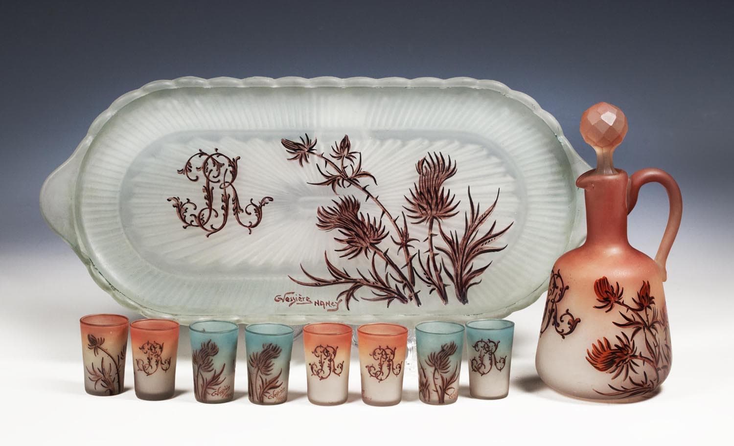 Набор для ликера ( графин, стаканы и поднос) - Стекло