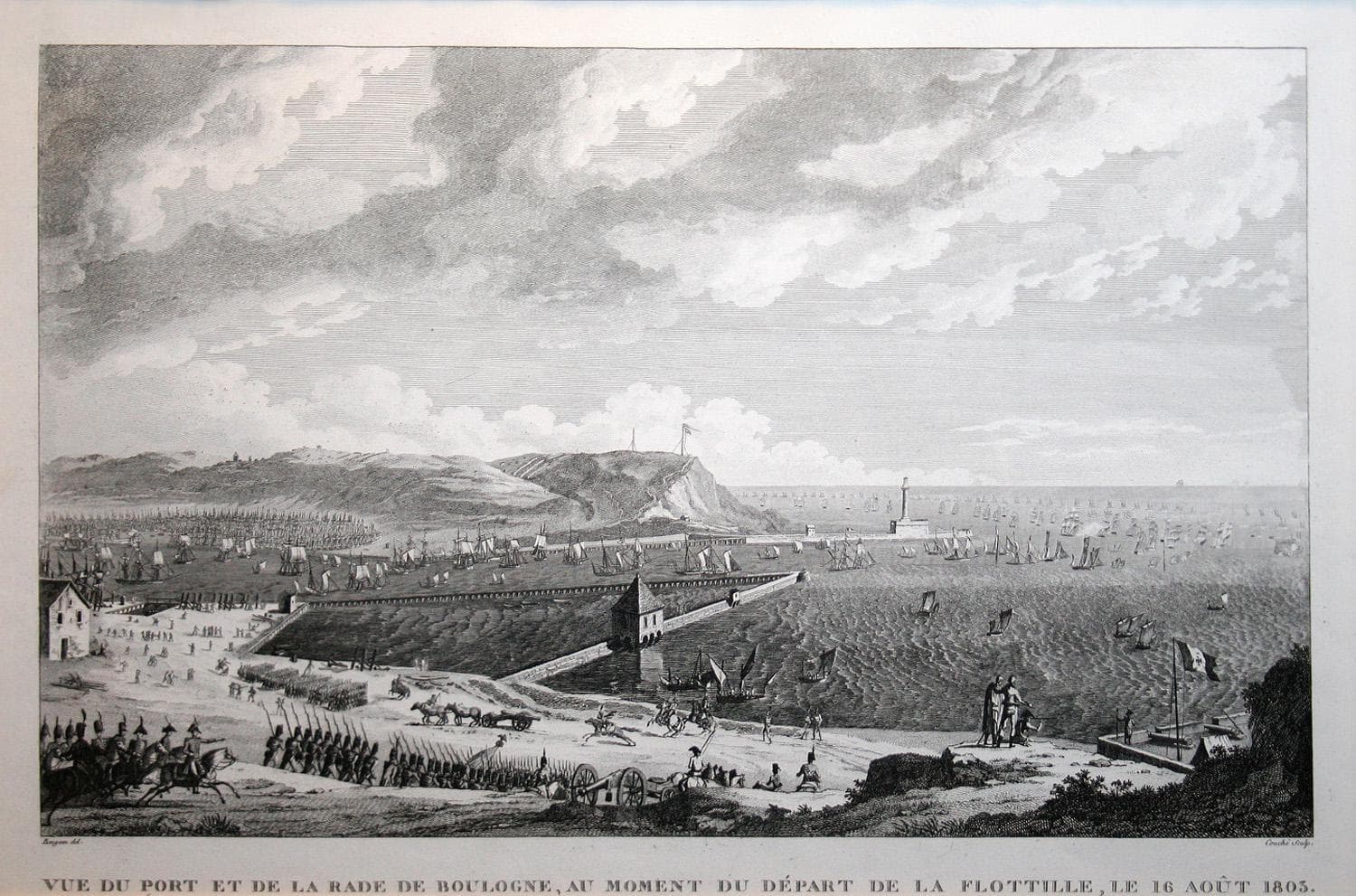 "Вид на Булонский порт во время выхода флотилии". - Графика
