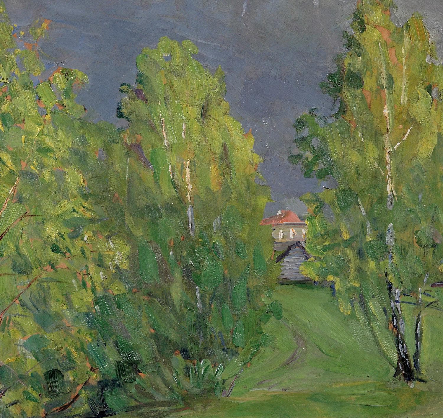 "Пейзаж с березами" - Антикварная живопись