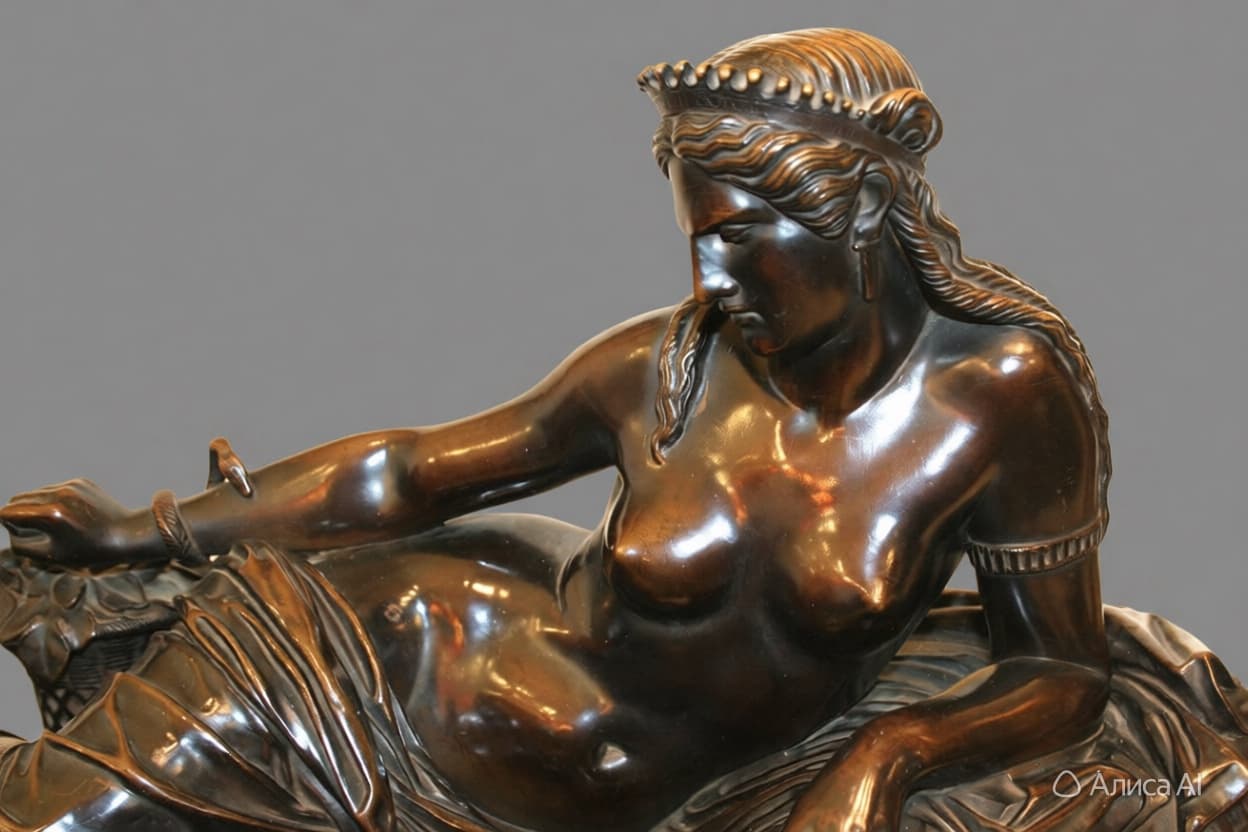  Клеопатра, автор  Дюкомен дю Локль Анри Даниель  (Ducommun du Locle  Henri Daniel) (1804–1884), Антикварная бронза — миниатюра 2