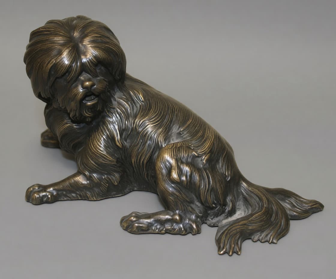 Пресс для бумаги Болонка, Антикварная бронза